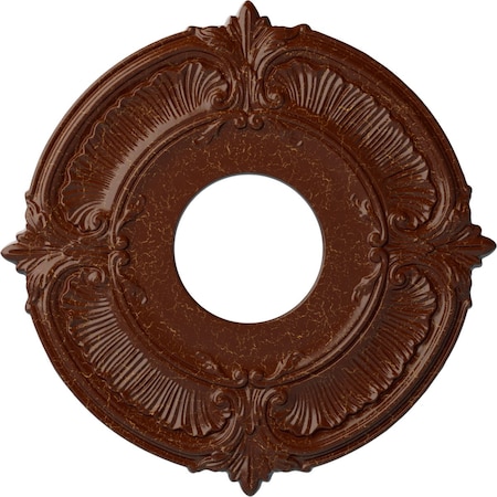 Ekena Millwork Attica Medallion (Canopies up to 3 1/2"), 12 3/4"OD x 4"ID x 1/2"P, Burnished Mahogany Crackle CM12ATBMC